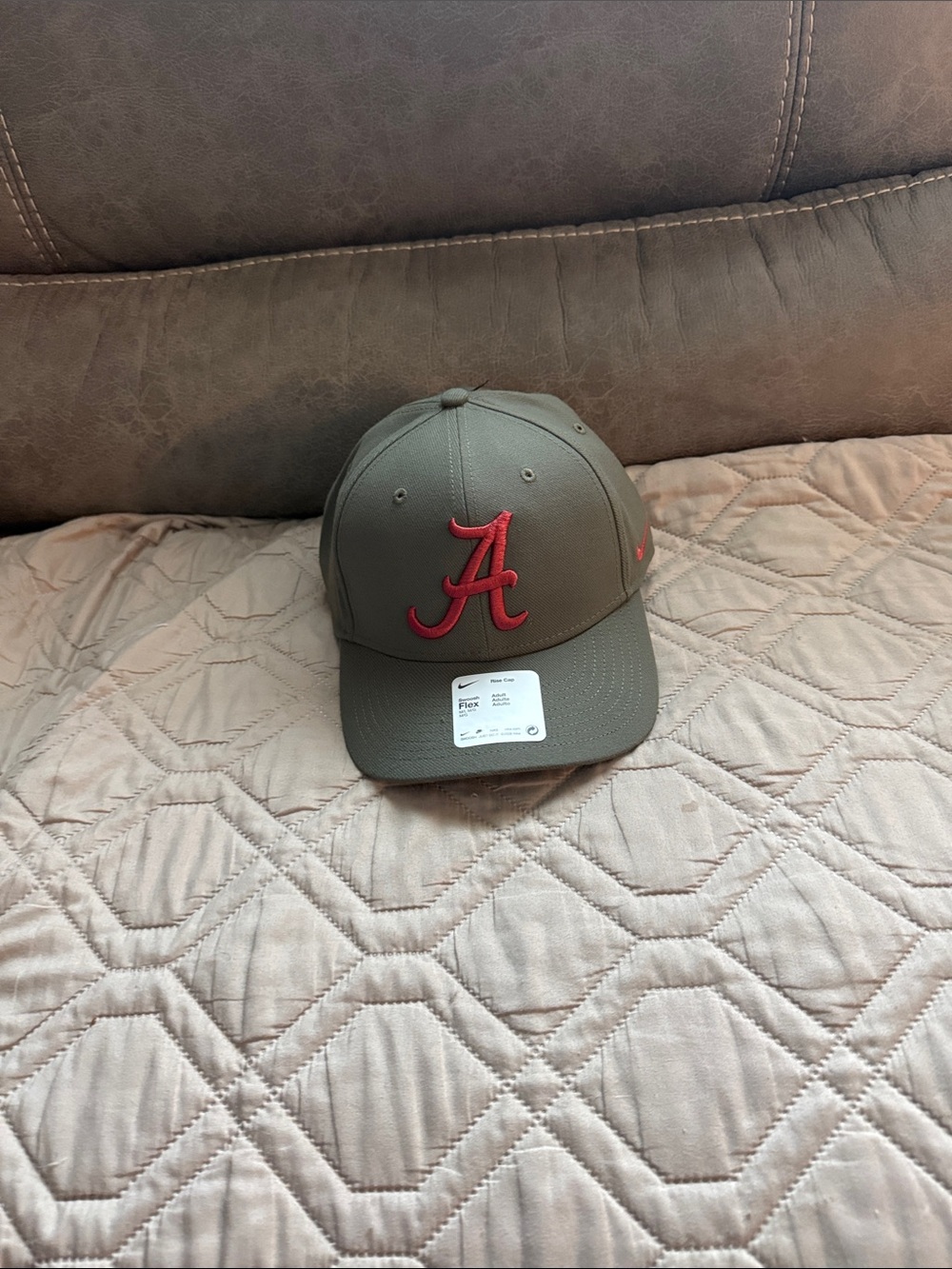 Nike Olive Green Baseball Hat with Red A Logo